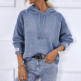 Knitted Women's Sweater Long Sleeve Drawstring Hooded Sweaters Warm Ladies Pullover
