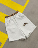 Unisex Cozy Leopard Sweat Short - Off Grey