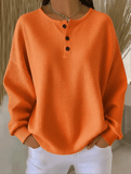 Casual Waffle Henry Collar Sweatshirt