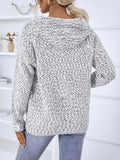 Women's Winter Zipper Long Sleeve Open Front Knit Cardigan Slouchy Drawstring Hooded Sweater Coat