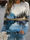 Cozy Vintage Landscape Art Sweatshirt