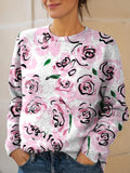 Women's Vintage Floral Pattern Art Print Knit Pullover Sweater