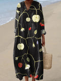 Women's Vintage Apple Pattern Art Print Dress