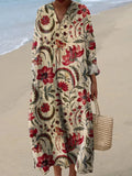 Women's Vintage Floral Pattern Art Print Dress