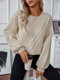 Women's Long Sleeve Oversized Striped Color Block Knit Pullover Sweater with Pocket for Autumn Winter