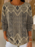 Pull décontracté à motif géométrique abstrait vintage pour femmes RSCK519