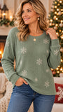 Sweat-shirt gaufré en coton décontracté imprimé motifs géométriques pour femme RSWF602