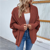 Women's 2025 Open Front Chunky Lantern Sleeve Oversized Knit Cardigan with Pocket for Autumn Winter
