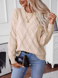 Women's Chunky Crew Neck Knit Sweater Long Sleeve Pullover for Autumn Winter 2025