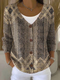 Pull décontracté à motif géométrique abstrait vintage pour femmes RSCK519