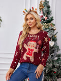 Casual Crewneck Embroidered Sweater ¨C Gingerbread Man