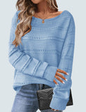 Women’s Off Shoulder Crochet Sweater – Hollow Out Long Sleeve Pullover Top