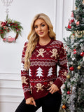 Casual Crewneck Embroidered Sweater ¨C Gingerbread Man