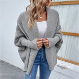 Women's 2025 Open Front Chunky Lantern Sleeve Oversized Knit Cardigan with Pocket for Autumn Winter