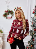 Casual Crewneck Embroidered Sweater ¨C Gingerbread Man