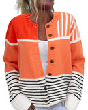 Retro Abstract Art Print Casual Buttoned Cardigan Sweater