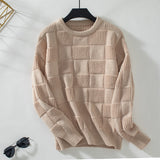 Women's Fashion Dressy Crewneck Long Sleeve Loose Pleated Knit Sweater for Autumn Winter 2025