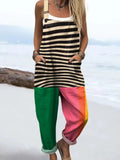 Women’s Colorblock Stripe Casual Pocket Jumpsuit RSJT435