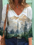 Ruhiger Aquarell-Baum-Hügel-Pullover