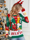 Santa And Reindeer Sleigh Knit Sweater