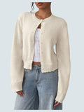 Women’s Button Down Crop Cardigan Sweater – Cute Long Sleeve Knitwear