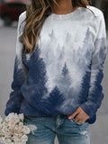 Warm Artistic Forest Print Sweatshirt