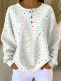 Damen Waffle-Sweatshirt mit Farbverlauf und Kunstdruck RSWF1224