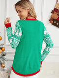 Christmas Long Sleeve Cat Appliqu¨¦ Round Neck Sweater