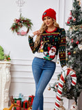 Knit Crewneck Embroidered Sweater ¨C Santa Claus & Musical Notes
