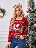 Casual Crewneck Embroidered Sweater ¨C Santa Claus & Penguin
