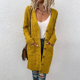 Women's Long Sleeve Cable Knit Cardigan Chunky Open Front Sweater with Pockets for Autumn Winter 2025