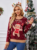 Casual Crewneck Embroidered Sweater ¨C Gingerbread Man