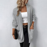 Women's Long Cardigan Sweater Casual Solid Open Front Coat for Autumn Winter