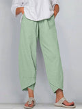 Women's Solid Color Loose Elegant Casual Simple Cotton And Linen Ninth Pants
