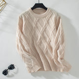 Women's Chunky Crew Neck Knit Sweater Long Sleeve Pullover for Autumn Winter 2025