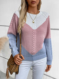 Women's Oversized Crewneck Long Sleeve Casual Loose Cable Knit Pullover Sweater for Autumn Winter