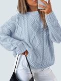Women's Oversized Cable Knit Crewneck Sweater for Autumn Winter