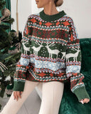 Women's Cozy Christmas Knit Pullover Sweater with Crew Neck
