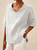Women's Casual Linen V-neck Shirt