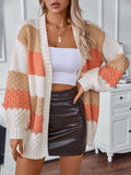 Women's Long Sleeve Color Block Chunky Cable Knitted Oversized Sweater Cardigans for Women