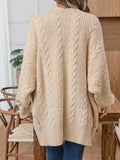 Women's Oversized Mid-Length Cardigan Sweater Open Front Shawl Neck Twist Knit Duster for Autumn Winter