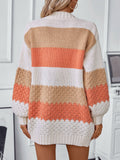 Women's Long Sleeve Color Block Chunky Cable Knitted Oversized Sweater Cardigans for Women