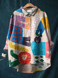 Women's Cartoon Colorful Animals Print Casual Cotton And Linen Shirt