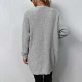 Women's Long Cardigan Sweater Casual Solid Open Front Coat for Autumn Winter
