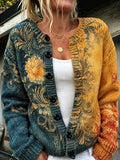 Women Floral Long Sleeve Comfy Casual Cardigan