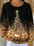 Casual Christmas Crew Neck Long Sleeve Sweatshirt