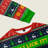 Can I Lick It Periodic Table Ugly Christmas Sweatshirt