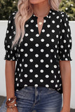 Damen Vintage Blumenmuster Freizeit Henley Baumwoll-Oberteil mit halbem Arm RSST211