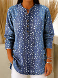 Damen Vintage Blumenmuster Kunstdruck Lässiges Baumwoll-Jeanshemd RSDS2109
