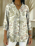 Chemise en jean décontractée à volants et imprimé floral pour femme RSDS2928